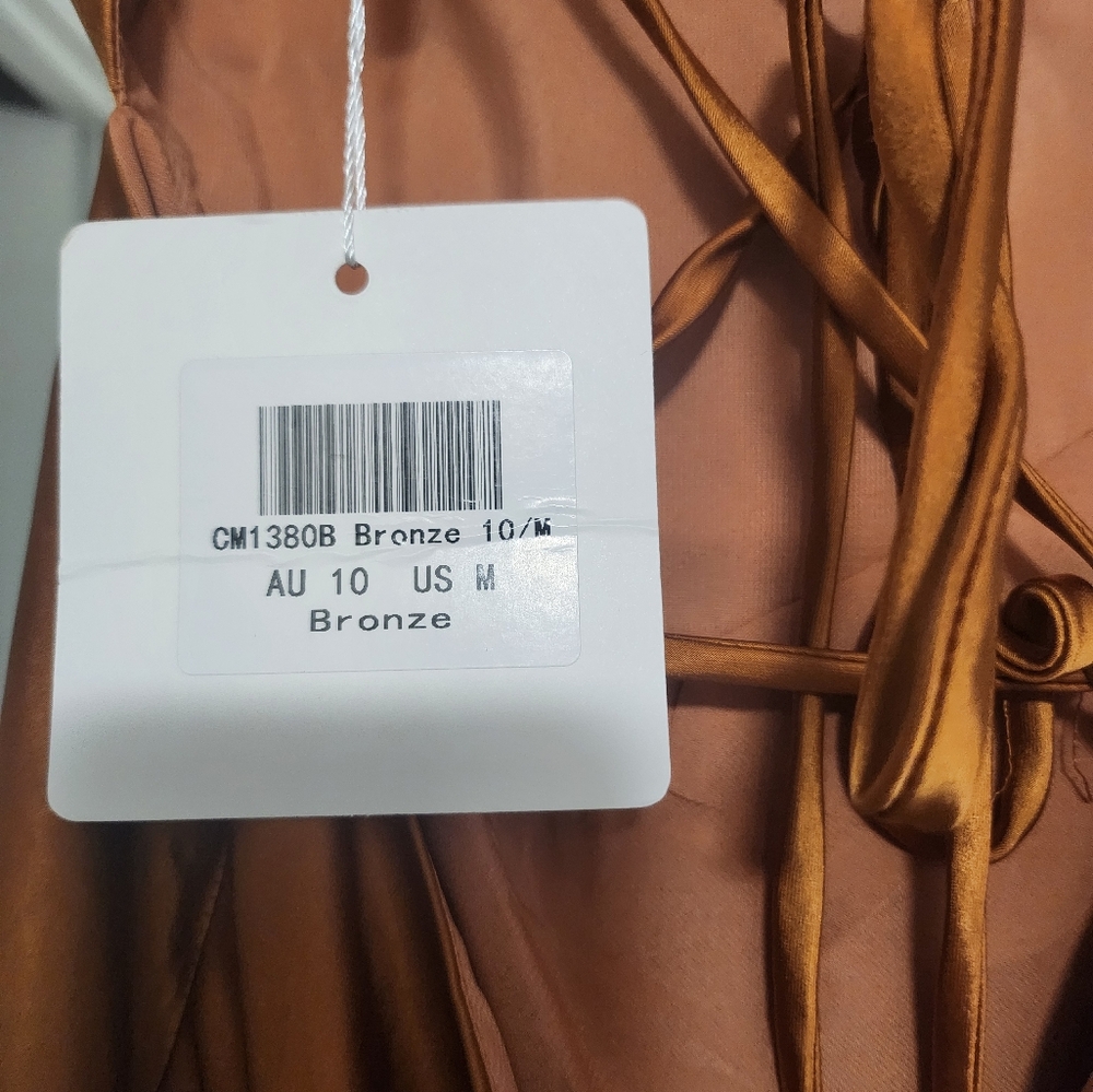 City Lights Cut-Out Waist Strappy Back Midi Dress Bronze - Picture 11 of 11